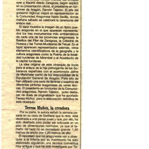 EL REGALO DE LOS ARAGONESES A LA INFANTA ELENA VIAJA YA HACIA MADRID. - ABC (17/03/1995)